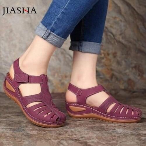 Summer shoes women sandals 2021 fashion ladies retro sewing hollow out flat shoes woman platform comfort casual footwear female