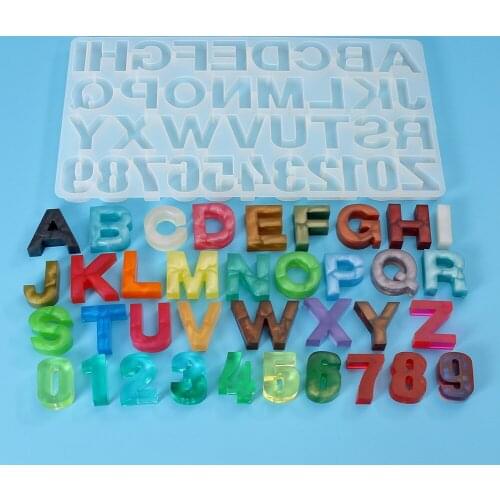 DIY Crystal Epoxy Enlarged Alphanumeric Mould 26 English Alphanumeric Mirror Silicone Decorative Mold
