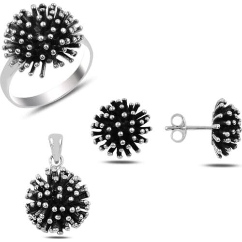 Silverlina Sterling Silver Oxidized Hedgehog Set