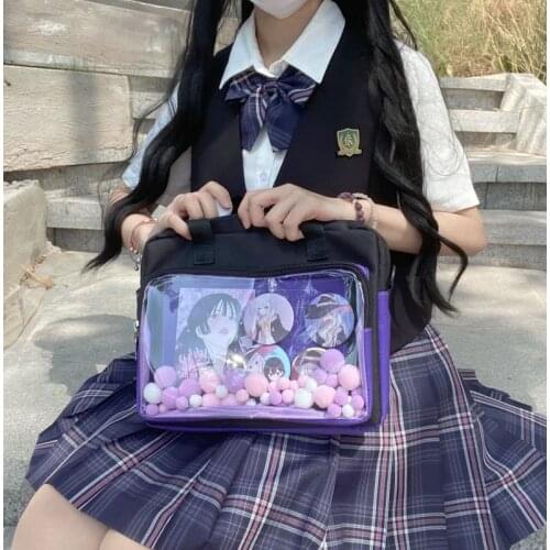 New Japanese Cartoon Messenger Bag Girl Student Anime Theme Shoulder Bag Transparent Jelly Handbag Kawaii Crossbody Bag