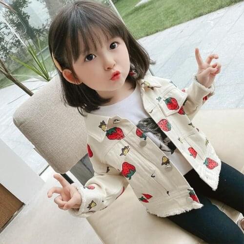 2021 Cute Strawberry Spring Autumn Coat Outerwear Top Children Clothes School Kids Costume Teenage Girl Clothing High Quality