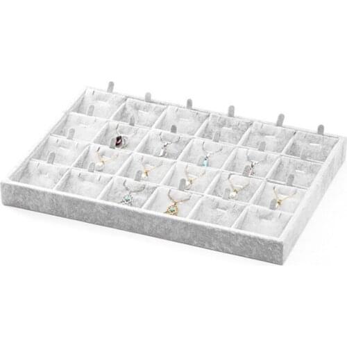 New Solid Wood Jewelry Display Tray Dark Grey Necklace Bracelet Ring Dispaly Tray Stand for Shop Counter