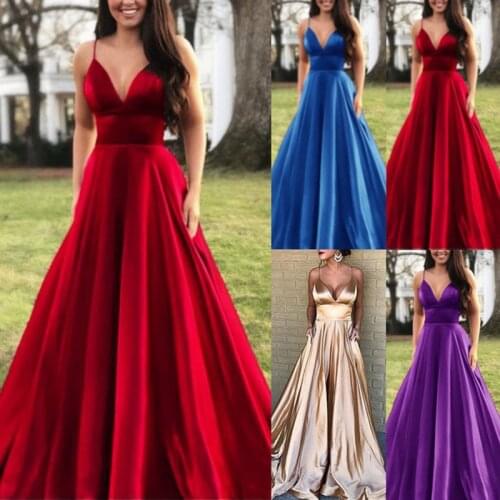 Women clothing Sling V-neck Fashion Sexy Long Dress 2021 New Sleeveless Pure Color Temperament Dress Elegant Women Dress NBH37