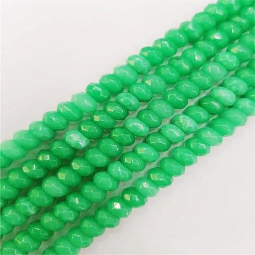 1 Strand 5x8mm Green Malay Jade Facet Wheel Loose Beads DIY Fashion Jeawelry Making Accessories Unisex 15.5"