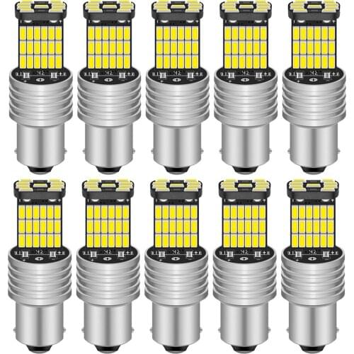 10pcs Car T20 7440 7443 LED Bulbs Canbus LED 1156 P21W BA15S LED 1157 BAY15D PY21W 3157 For Brake Reverse Light Turn Signal 12V