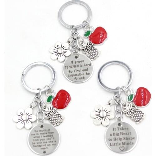 10PCS Wholesale Teacher Gifts Stainless Steel Charms Key Chain A Great Teacher Keychain Key Ring For Teachers Jewelry