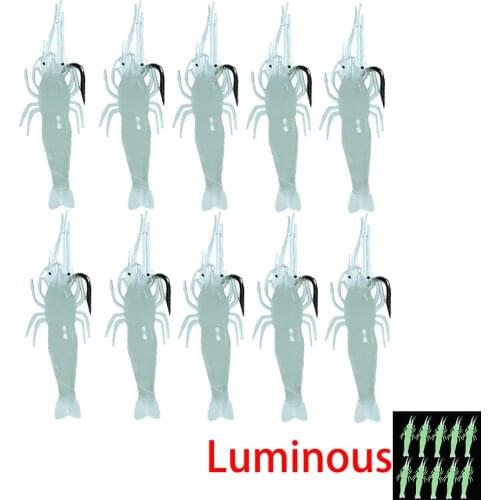 10pcs Shrimp For Fishing Lure/Tackle/Accessories Sea Simulation Soft Prawn With Single Hook Wobbler Carp Trout Artificial Bait