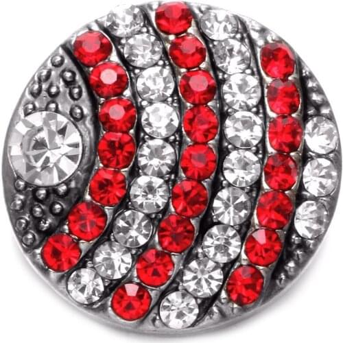 2 Color Crystal Rhinestone Style Wave Shape Metal Charms 18mm Snap Button Jewelry For Snap Bracelet Snaps Jewelry KZ0587