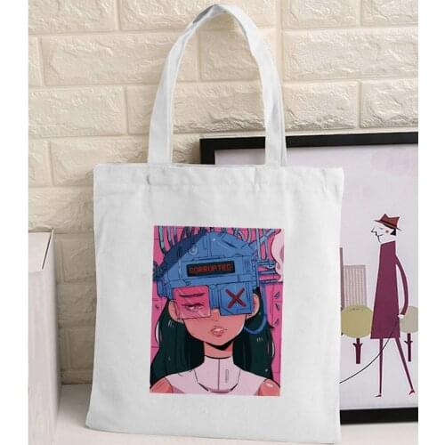 2021 Fashion Canvas Tote Bags Ladies Gothic Punk Women Harajuku Graphic Printed Package Handbag Shopper Shoulder Bag Canvas Bags