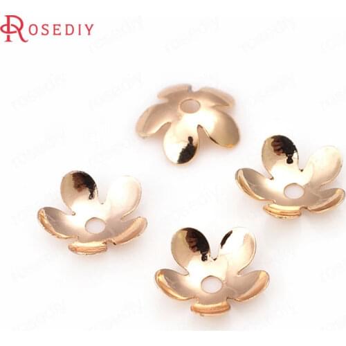 31889)20PCS 8.5MM 24K Champagne Gold Color Brass Flower Beads Caps High Quality Diy Jewelry Findings Accessories wholesale