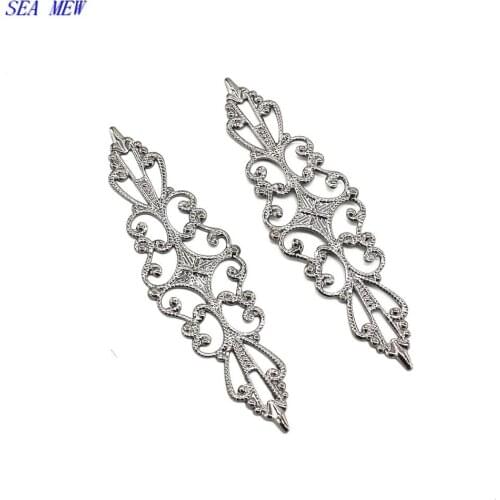 50 PCS 15*57mm 6 Colors Plated Copper Sheet Filigree Hollow Long Connectors Charm DIY Findings For Jewelry Making