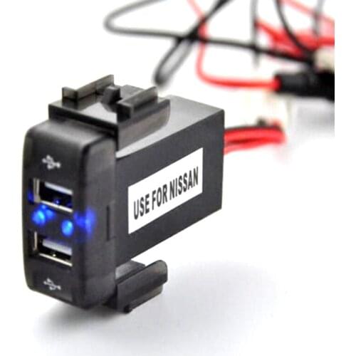 Car Reserved Socket for Nissan 2USB Dual USB Conversion U Disk Player Refit Car Charger Old