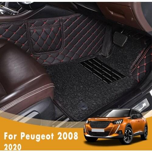 RHD Car Floor Mats For Peugeot 2008 2020 Luxury Double Layer Wire Loop Custom Car Accessories Carpet Decoration Foot Pads Cover