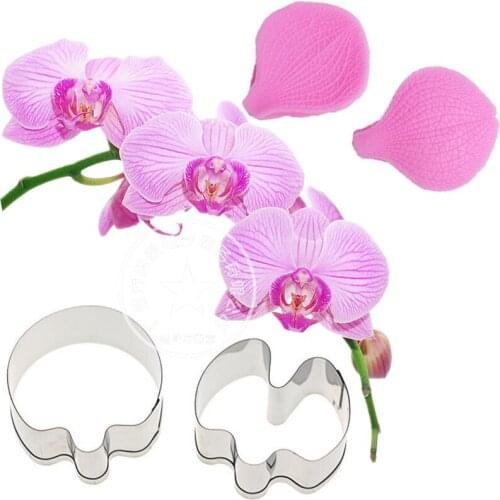 Butterfly Orchid Petal Silicone Veiner & Cutter Flower Cutter Cake Decorating Moulds Fondant Sugarcraft Stainless Steel Cutter