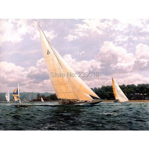Free Shipping ship oil painting printed on canvas Sailing scenery oil painting canvas prints unframed wall decoration picture