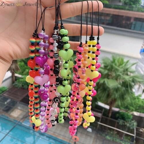 10PCS, Heart Beads Phone Charm, Phone Strap, Phone Chain, Phone Beads, Phone Accessories, Trendy Jewelry, Phone String, Fittings