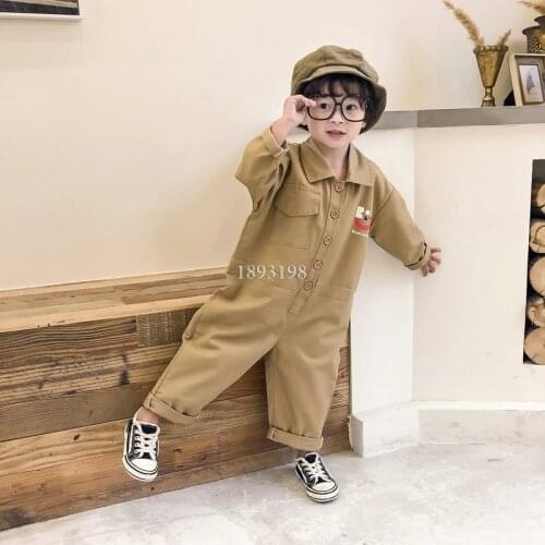 2021 Spring New Children Korean Jumpsuits Baby Boys Girls Romper Toddler Kids Loose Casual Overalls