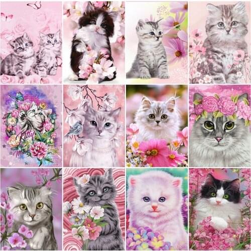 DIY Diamond Painting Cat Cross Stitch Kit Diamond Embroidery Animal Full Diamond Mosaic Embroidery Wall Home Decoration