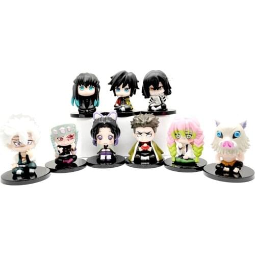 9pcs Demon Slayer Anime Figure Rengoku Kyoujurou Kochou Shinobu PVC Action Figure Toys Kimetsu no Yaiba Statue Doll Gift