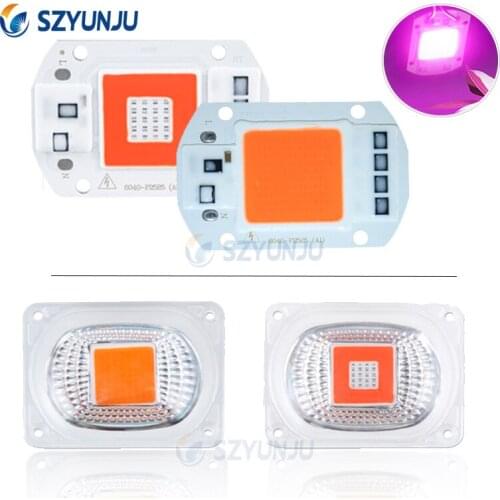 Full Spectrum LED Phyto Lamp 20W 50W 110V/220V COB LED Chip Lamp With Lens Reflector Red&Blue Light For Plants Seeds Growing