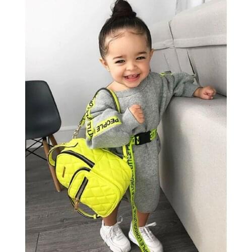 Toddler Kid Baby Girl Fluorescent Band Casual Clothes Long Sleeve Sport Dress Blouse Pullover Dresses +Belt 1-5Y