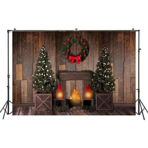 HUAYI Photography Backdrops Christmas Photo Background Christmas Tree Wreaths Family Party Studio Photobooth Backdrop W-3419