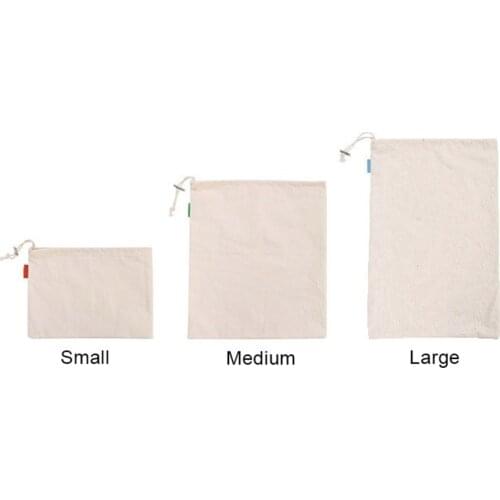 Cotton Drawstring Bag Beam Shopping Bag Fruit Vegetable Grain Seed Storage Pocket Reusable Bread Squeeze Bag Small Coin special