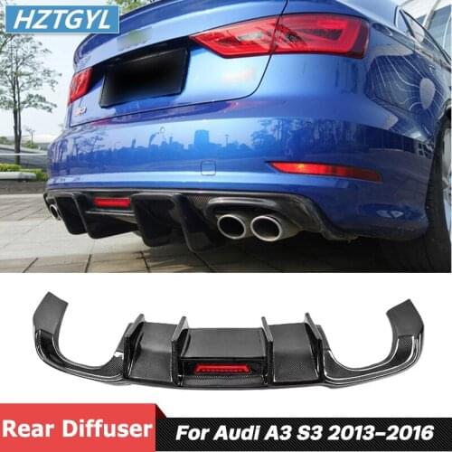 K Style Carbon Fiber Material Rear Bumper Lip Chin Diffuser For Audi A3 Sline S3 Car Body Kit 2013-2016