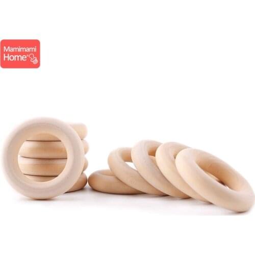 Mamihome 50pc Maple Wood Ring Smooth Surface Natural Wood Teething Children Kids DIY Wooden Making Necklace Crafts Accessories