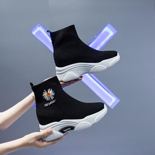 Sneakers Women 2021 Fashion Casual Ladies Vulcanized Shoes Breathable 8 CM Wedge Heels Platform Sneakers Women Zapatillas Mujer