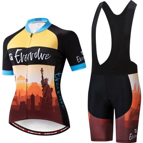 Summer Ladies Urban Outdoor Mountain Bike Short Sleeved Shirt Designed by Statue of God Wet Brace Set