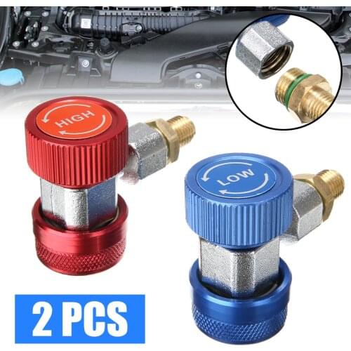 Mayitr 2pcs Auto Freon R134A Air Condition Adjustable Quick Coupler Refrigerant High Low Adapter Connector Manifold Gauge Set