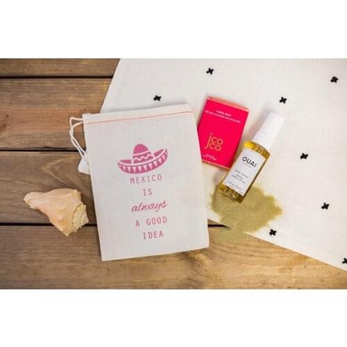 Personalized destination wedding Bachelorette Mexico is always a good idea Hangover Kits Jewelry Drawstring gift bags