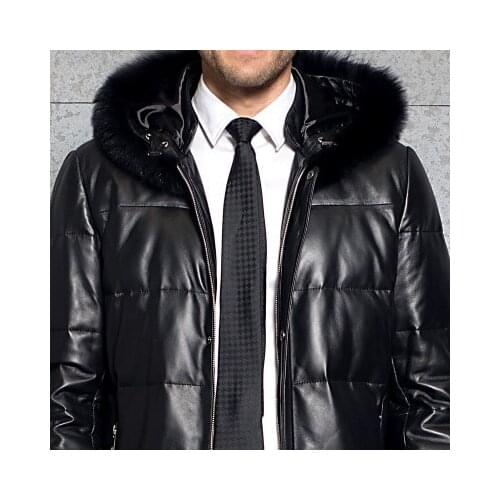 Mens Sheepskin jacket 2020 New Long Hooded Genuine leather jackets Female real Fox Fur Plus Szie LX1101