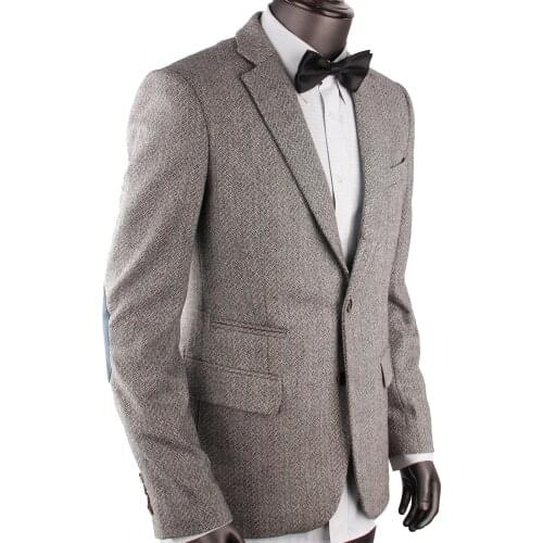 2020 Warm MenS Winter Jacket Custom Made Mens Tweed Jacket For Men, Male Tweed MenS Jacket Autumn Grey Herringbone Slim Fit