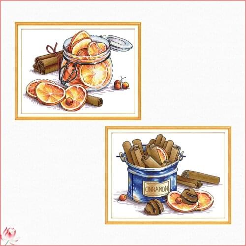 Joy Sunday Lemon Cross Stitch Kit DIY Pattern Cinnamon Embroidery 11CT 14CT Needlework Sewing Kit Home Decoration Craft Painting