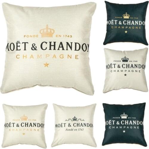 Champagne Pattern Pillowcase Home Decor Cushion Cover 45*45cm Cotton Linen Pillow Covers Sofa Cushions Pillow Cases KD-0614