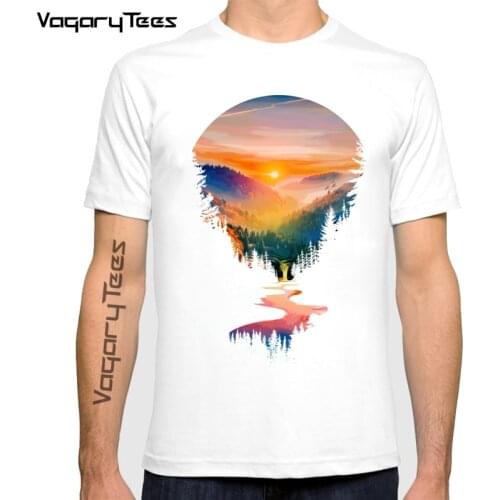 Vagarytees Newest Creative Summer Sunrise Men T-Shirt Short Sleeve Casual Tee Fashion nature landscape Print Tshirts Hipster Top