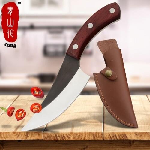 QING 5.5” Butcher Knife Stainless Steel Chef Kitchen Knives Boning Knife Handmade Forged Knives Outdoor Campaign Barbecue Tools