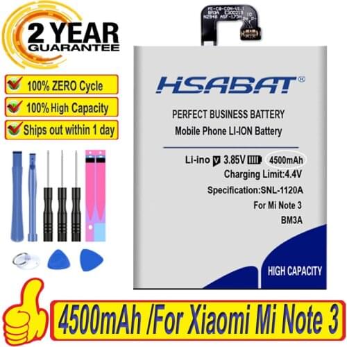 Original HSABAT 4500mAh High Capacity Zero Cycle BM3A Battery for Xiaomi Mi Note 3 Note3