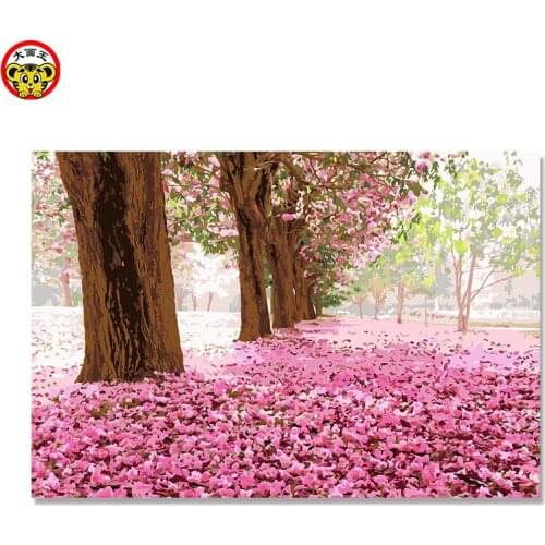 Autumn, spring, woods, Avenue, pink, love, warm gifts, DIY home decor painting,paint by mumber, self painting