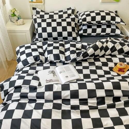 Cutelife Nordic White Weave Lattice Bedding Set Single Bed Linen Duvet Cover Pillowcases Bedding Set King Twin Size Bedding Set