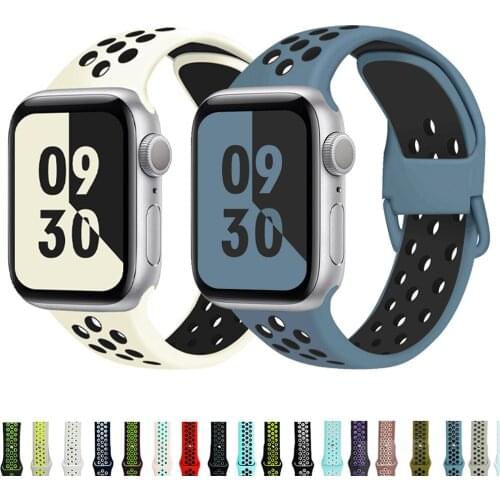 Silicone Strap For Apple Watch Band 40mm 44mm 38mm 42mm Rubber breathable Belt Smartwatch Wristband iWatch serie 3 se 4 5 6