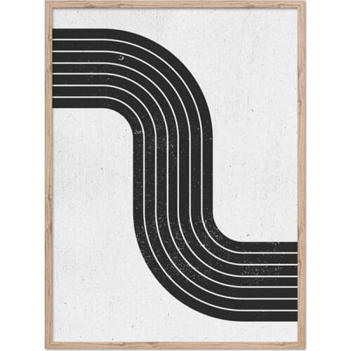 Mid Century Retro Poster Canvas Art Prints , Black and White Geometric Simple Art Painting Home Vintage Pictures Wall Decor