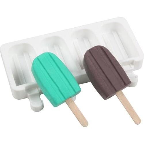 Silicone Ice Cream Mold DIY Homemade Popsicle Moulds Freezer 4 Cell Small Size Ice Cube Tray Popsicle Barrel Makers Baking Tools