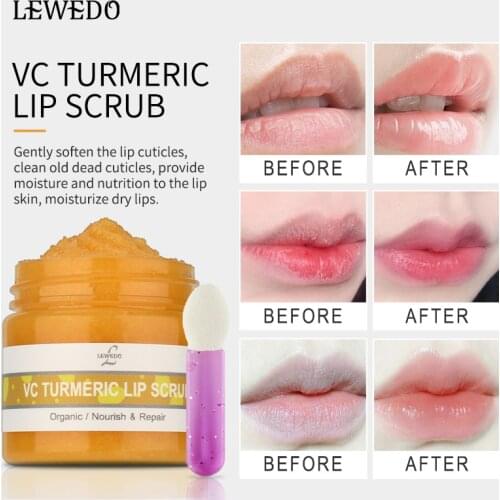 LEWEDO VC Turmeric Lip Scrubs 30g Lip Plump Enhancer Makeup Reduce Lip Fine Lines Exfoliating Scrub Anti-Wrinkl Lips Care Women