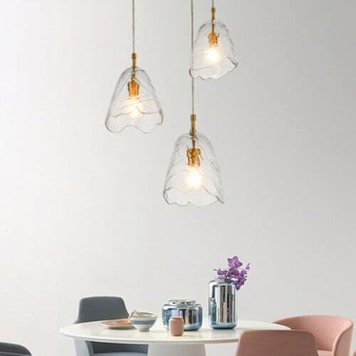 Modern Led Creative Petal Type Pendant Lights Lighting Nordic Luxury Household Glass Hanging Lamp Cafe Meal Bar Light Fixtures