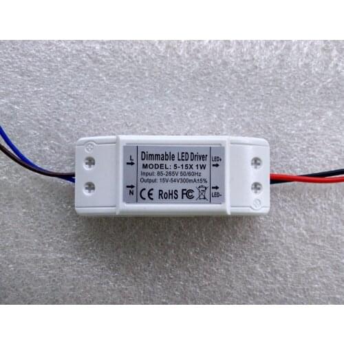 Dimmable LED Driver LED power supply 5-15w 300ma 15-54v output led bulb light downlight lamp spotlight driver