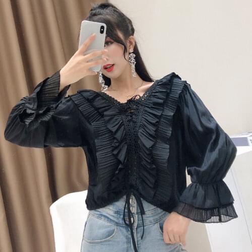 Womens Chiffon Shirts Take off glasses moth China