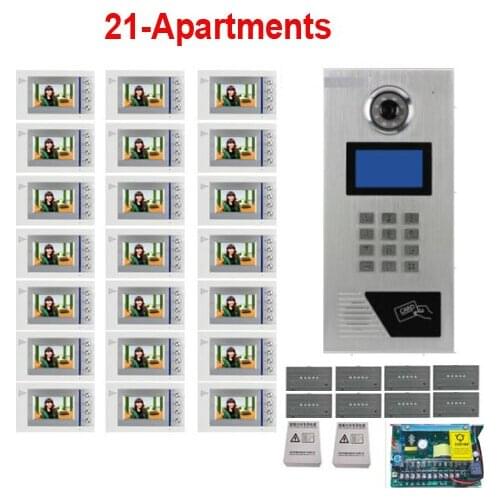 XinSiLu Building Home security Video Intercom System 4.3" LCD Video Door Phone IR Home Video Doorbell For 21-Apartments 1 Doors